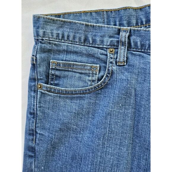 Dearborn Denim Jeans Mens 35x30 Dark Wash Blue Zip Work‎ Chicago USA Flex Pants - Picture 4 of 7